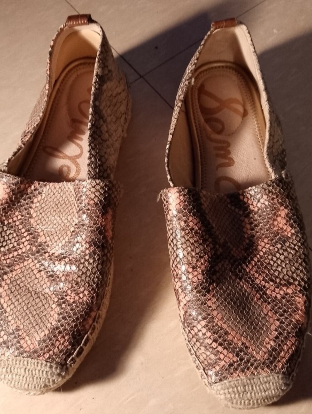 Sam Edelman Khloe Metallic Snake Print Espadrille Flats